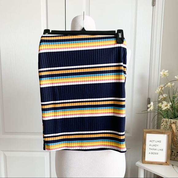 Honeybum Striped Ribbed Pencil Skirt - Picture 3 of 9